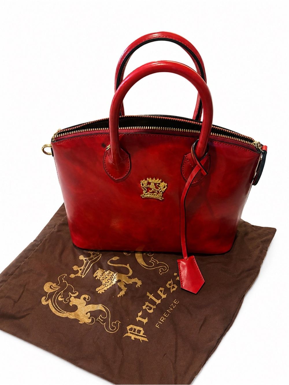 Pratesi Firenze Italian Leather Dome Crossbody Satchel – Handcrafted Luxury - Picture 2 of 6